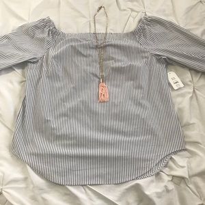 Off the Shoulder Striped Shirt.